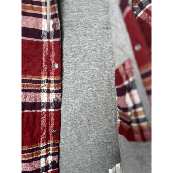 NWT Dickies Plaid Flannel Hooded Shirt Jacket Sz XS Womens Red Western Boho - Picture 10 of 14